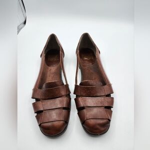 Mootsies Tootsies Chestnut Cut Out Leather Sandals Sz 8.5